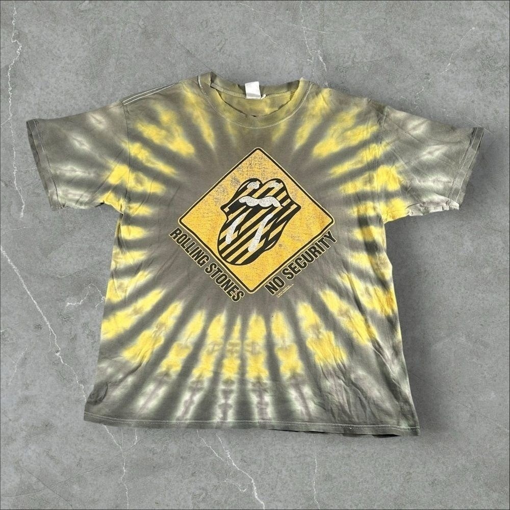 Vintage Rolling Stones Shirt Mens XL Grey Yellow No Security Tour 1999 Rock Band